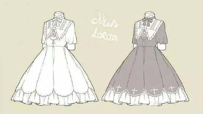【绘画素材,衣服素材】lolita小裙子画法参考,来自画师:なななのか