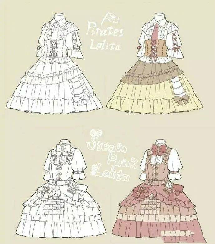 【绘画素材,衣服素材】lolita小裙子画法参考,来自画师:なななのか