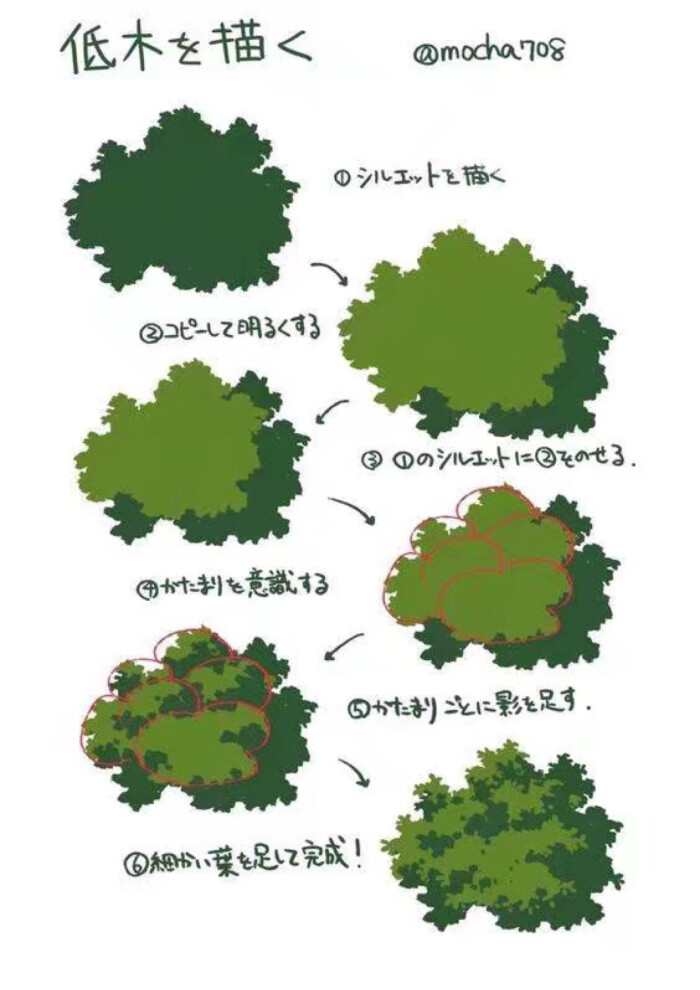 树木,花,灌木画法