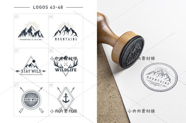 登山爬山户外山脉logo图标t恤纪念品印刷图案ai矢量设计素材ai380