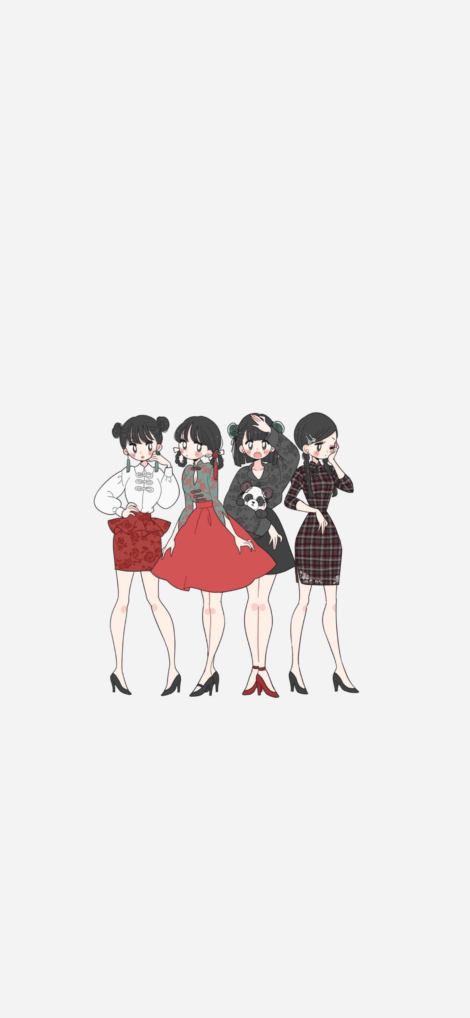 女生壁纸 闺蜜壁纸 插画壁纸 简约壁纸