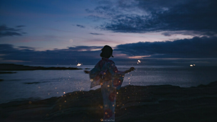 少女写真 横向桌面壁纸 海边 日系