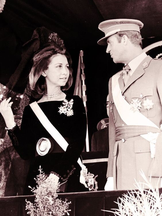 年轻时的西班牙胡安·卡洛斯国王和索菲亚王后