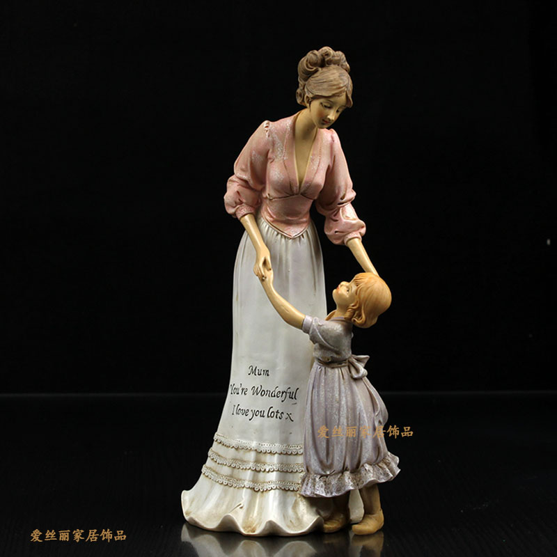 儿女亲情母子温馨摆件妈妈和孩子欧式复古工艺礼品装饰摆件