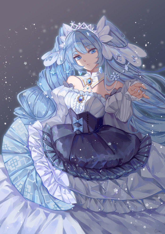 vocaloid 初音未来 雪未来 绘师:qie(p id=25832912) 本作品id=