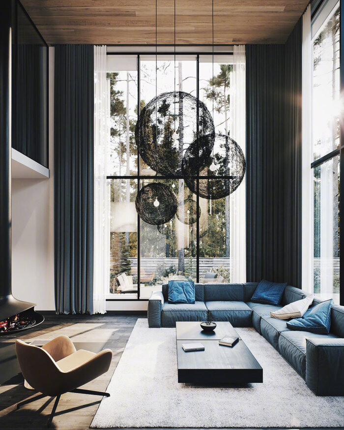 人生的理想:拥有一套大面积落地玻璃窗的房子.ins:loft_interior