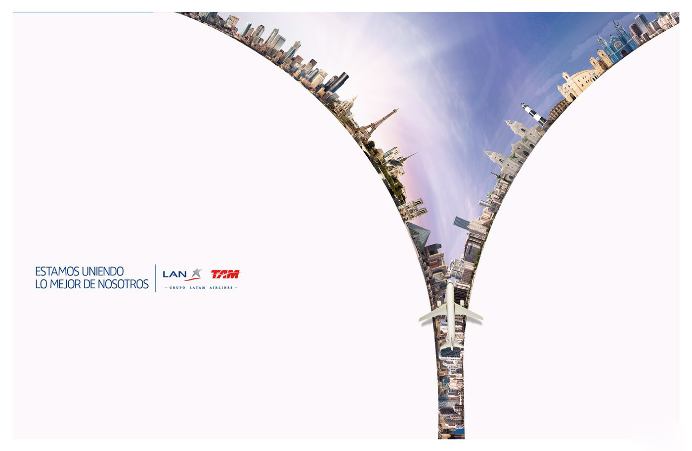 拉链创意广告设计—航空公司拉近城市间的距离
