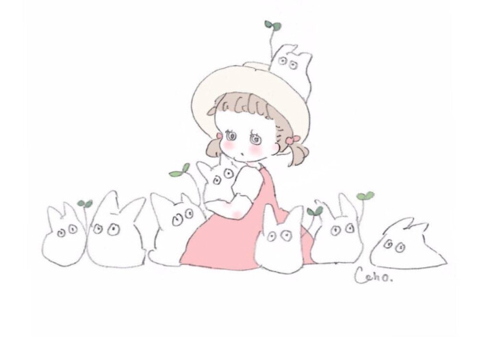 日本插画师caho 超可爱的一组简笔画 一组小可爱头像"谁还不是个小