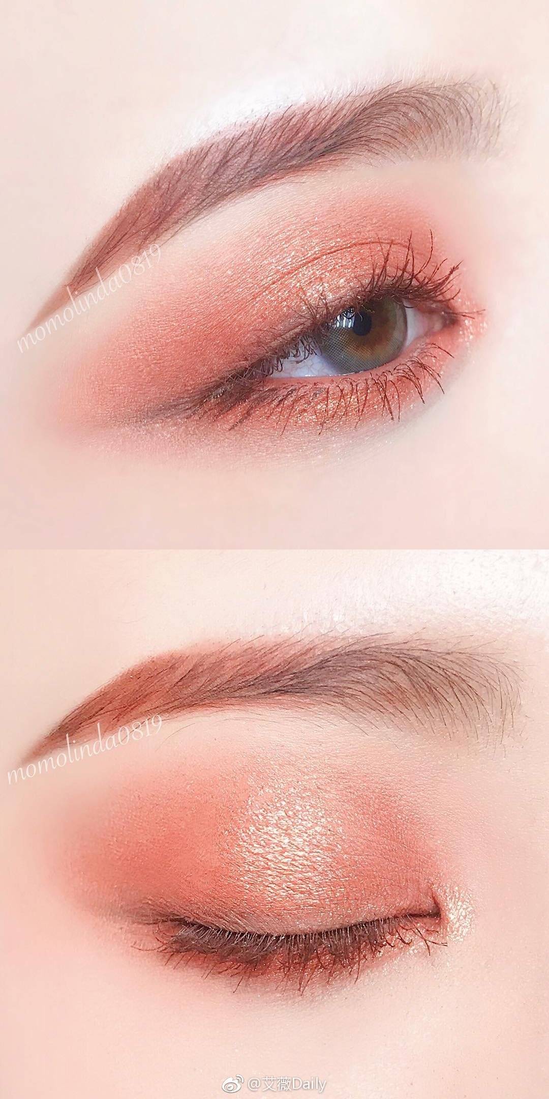 「3枚美貌眼妆配色参考」眼影配色叠加顺序步骤 1.珊瑚橘棕/2.