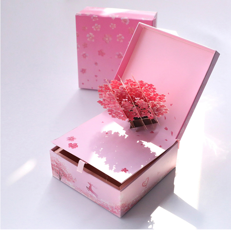 定制 结婚满月礼品创意生日立体礼盒伴手礼手提樱花礼物包装盒喜糖