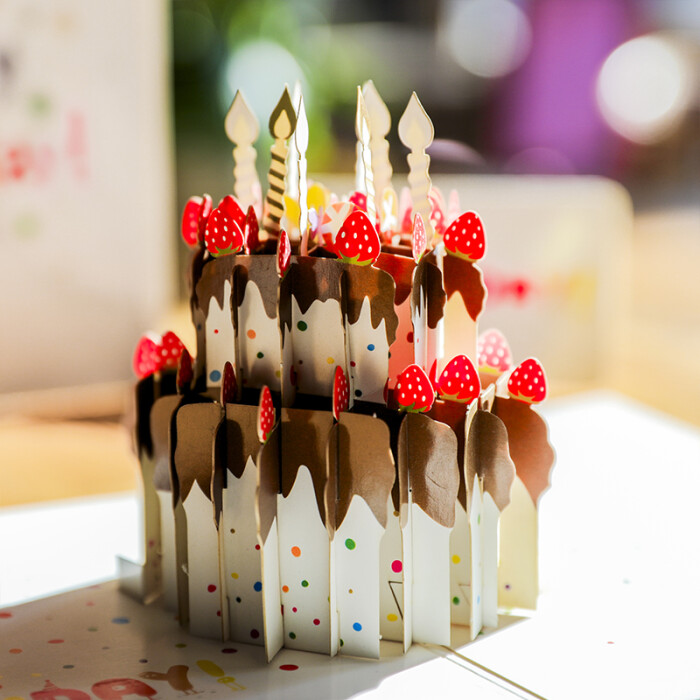立体生日贺卡礼物韩国创意3d立体蛋糕小卡片纸儿童手工高档定制
