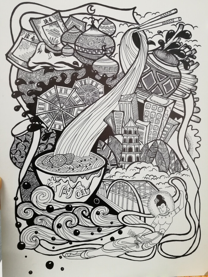 黑白装饰画
