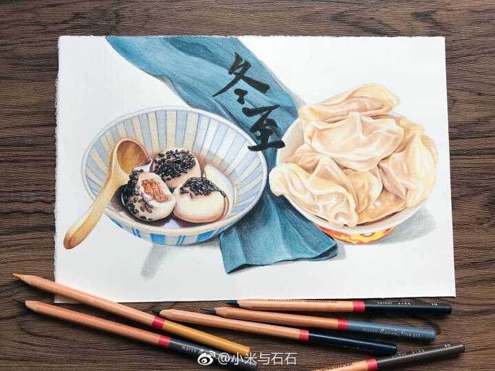 彩铅手绘二十四节气之美食 中国传统的时令多么美好 让我用笔下彩铅