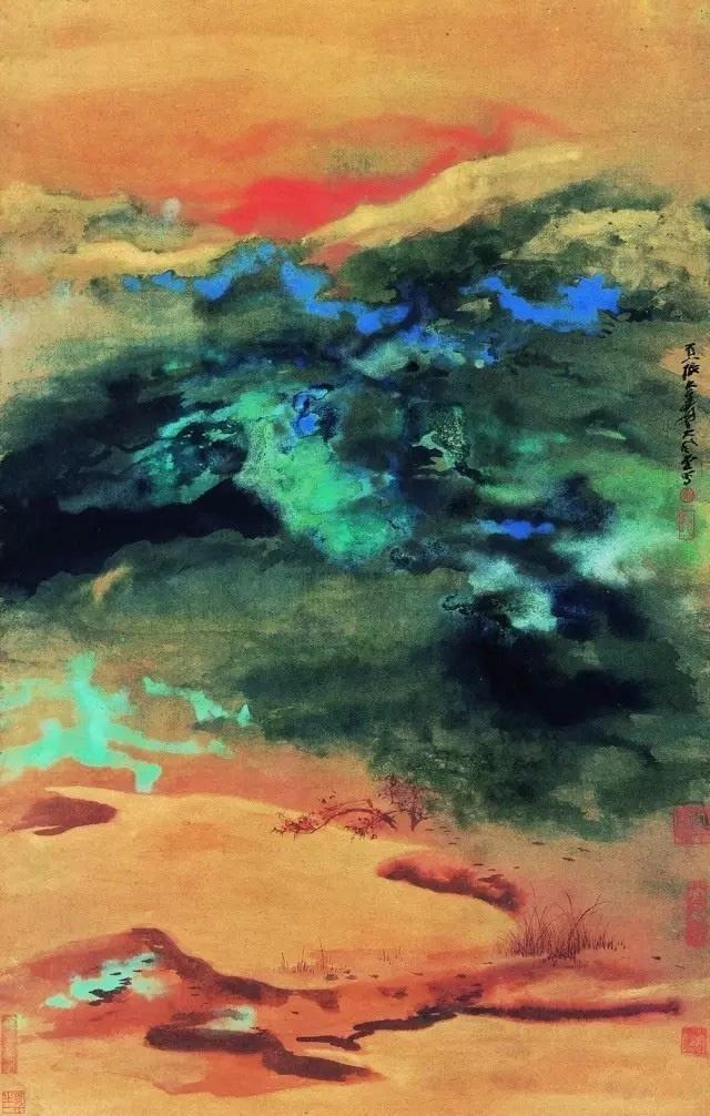 张大千 泼彩山水作品大千先生的泼彩山水美不胜收,可谓近现代泼彩山水