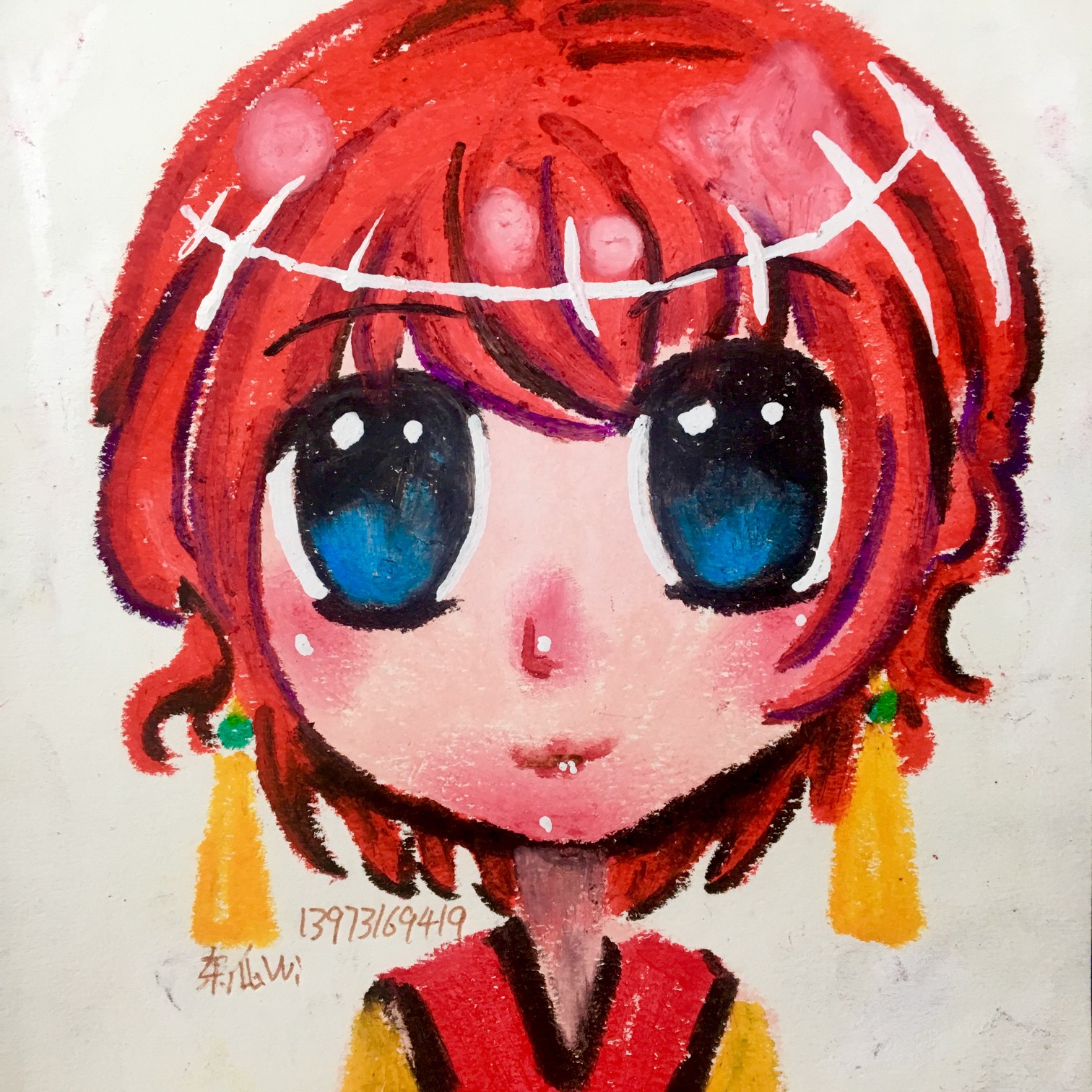 儿童画 简笔画 卡通人物 公主 大眼睛 炫彩棒 油画棒 可爱