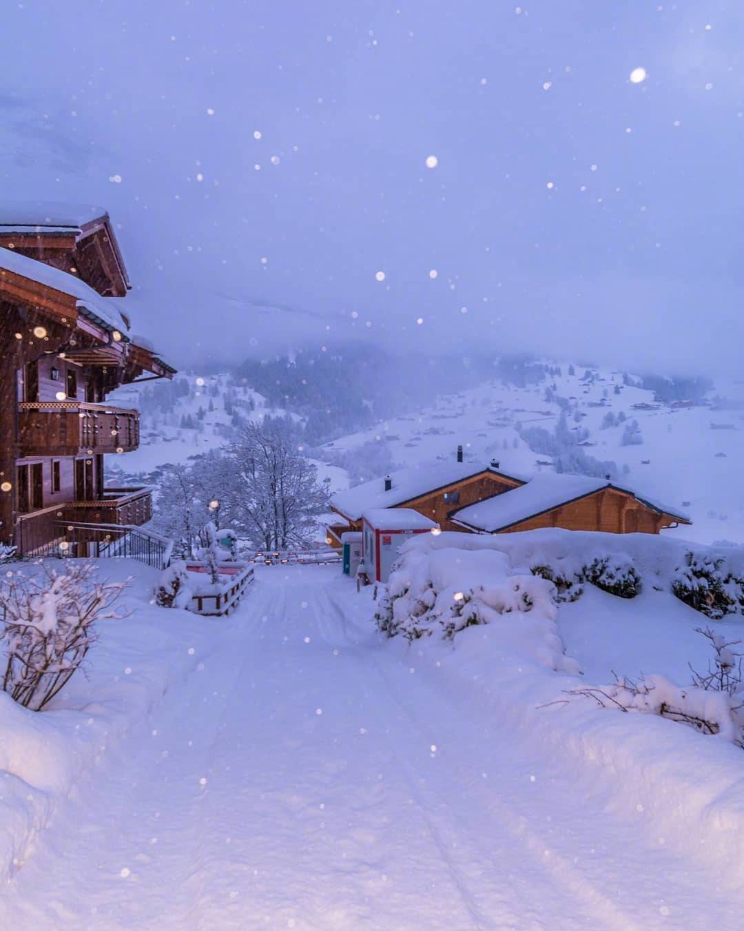 最美雪景照大赛#瑞士的雪夜