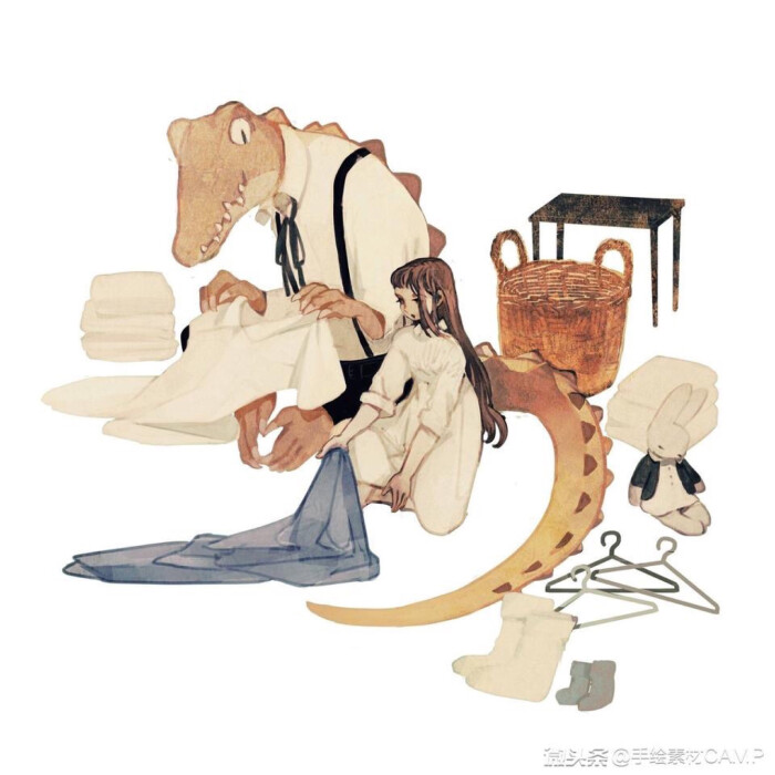 小姐姐与鳄鱼先生的日常 / 日本插画师rtono