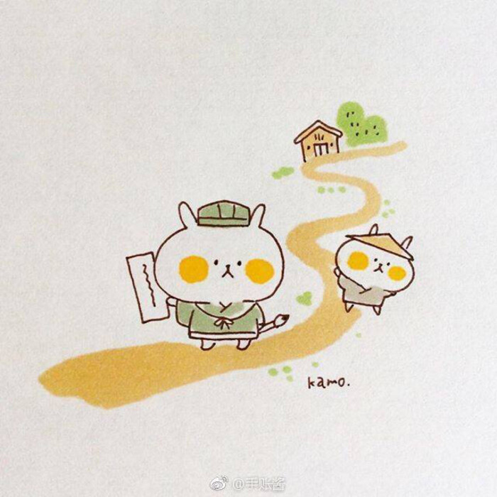 可爱小简笔画[可爱 ins:illustratorkamo(转)via@ins插画