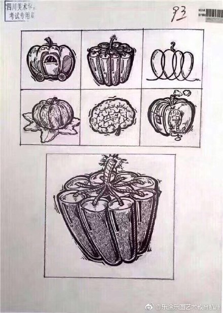 【四川美院考题】--南瓜的想象这样的考试真的很不错,优秀的作品总是