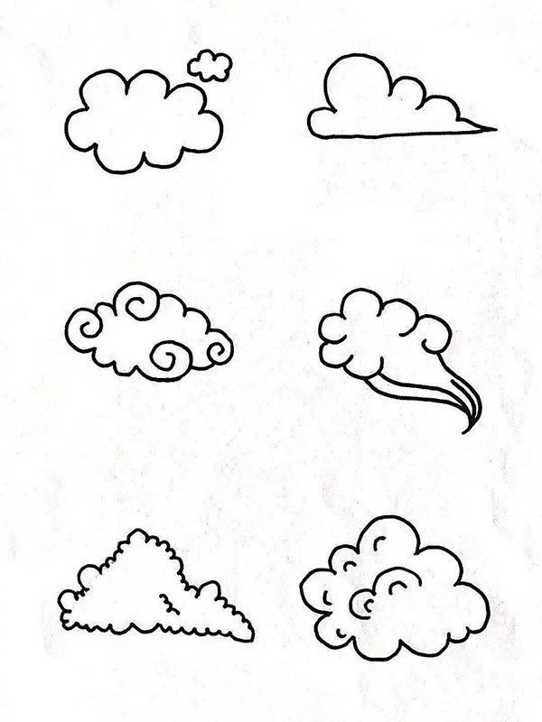 关于天空天气主题的简笔画手账素材