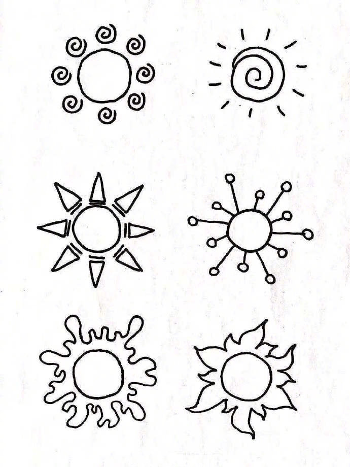 关于天空天气主题的简笔画手账素材