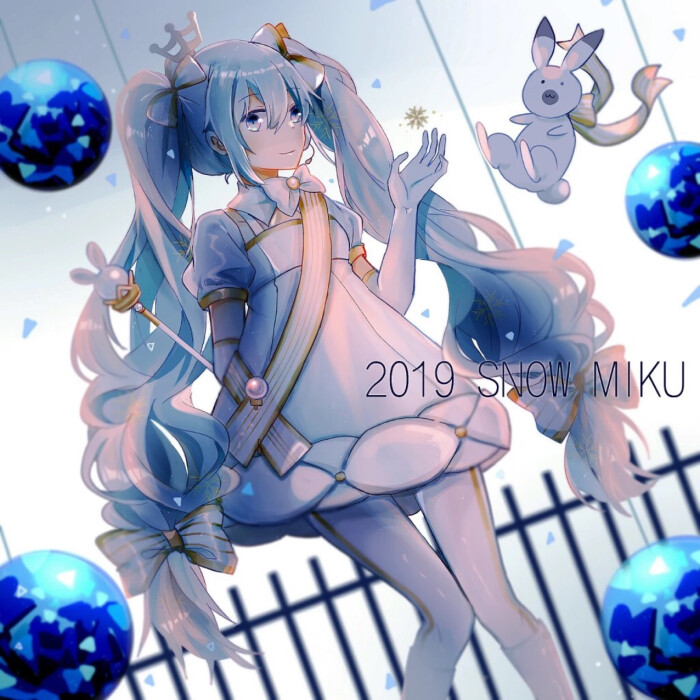 动漫少女蓝色壁纸 初音未来(2019雪)