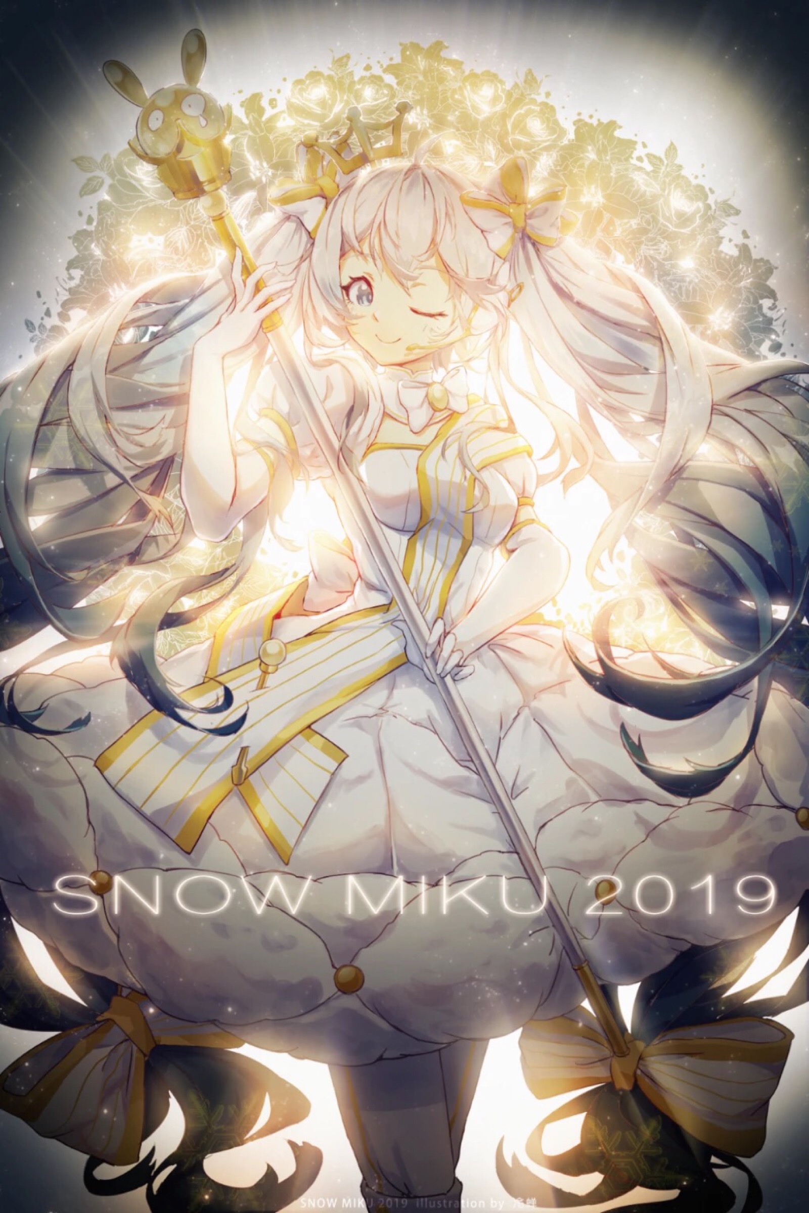 动漫少女蓝色壁纸 初音未来(2019雪)