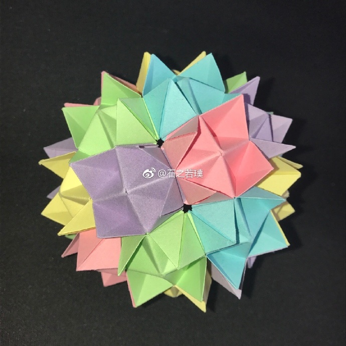 [折纸-花纸球-手工][实践版]五颜六色的"刺猬"～花团锦簇～前程似锦