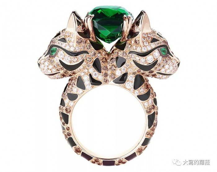 ( 61_61)boucheron宝诗龙动物系列fuzzy豹猫戒指中央镶嵌了单颗9