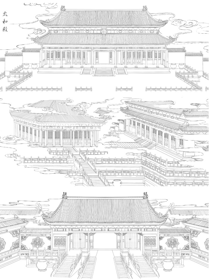 【故宫淘宝】可以填色的紫禁城建筑线稿和纸胶