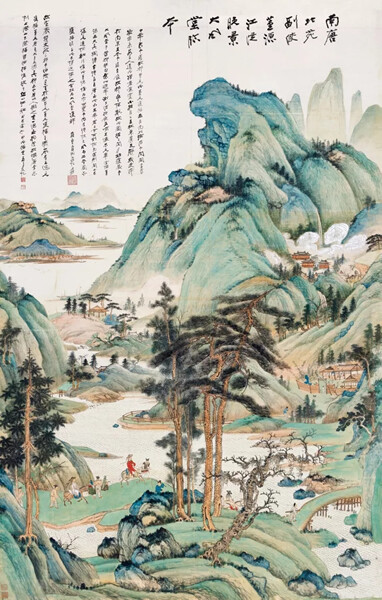 张大千 《江堤晚景》"局部"1946年作品