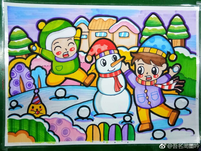 儿童画 冬天