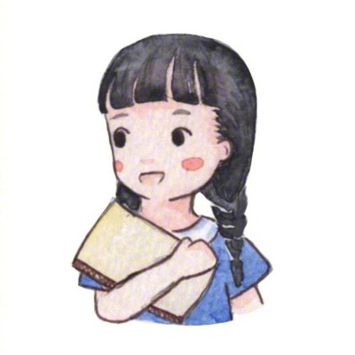 超可爱小清新唯美女生头像,水彩插画.