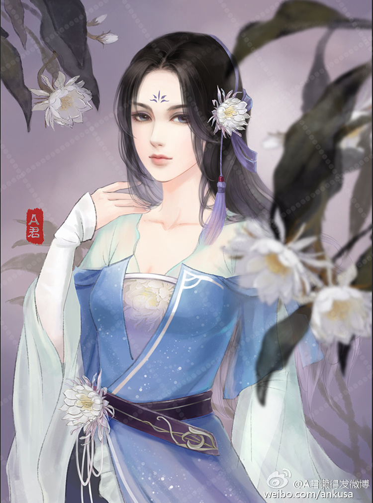 手绘古装美女 插画师:a君