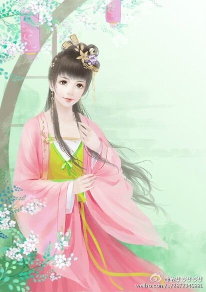 手绘古装美女 插画师:故梦梦梦梦梦