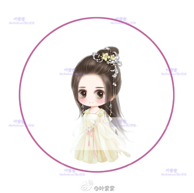 古装q版手绘,插画师:叶紫装
