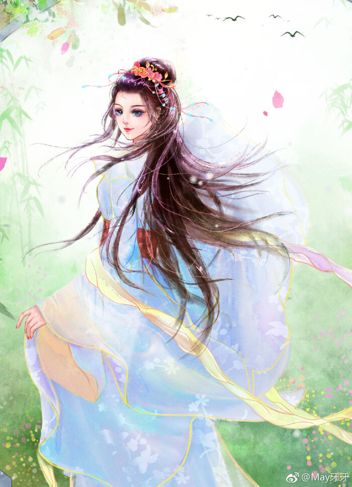 手绘古装美女 插画师:may牙牙