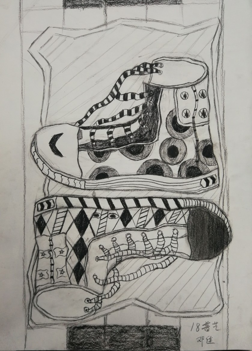 设计素描期末三小时命题考试作业 肌理填充