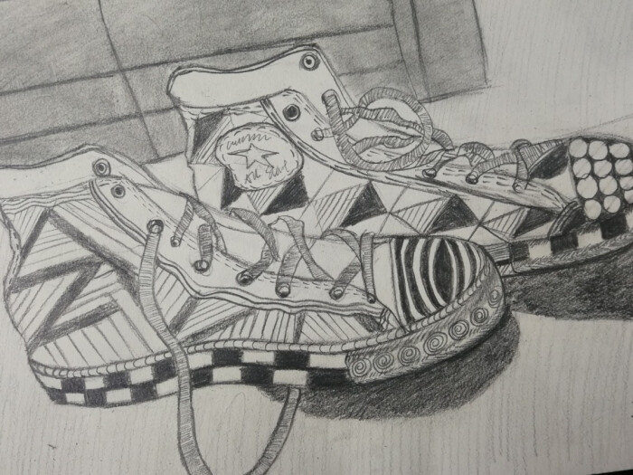 设计素描期末三小时命题考试作业 肌理填充