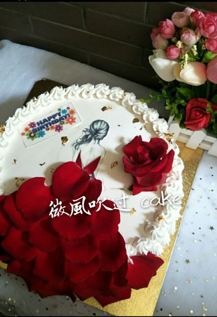 唯美背影鲜花蛋糕