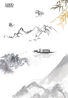 中国风水墨风景山水画