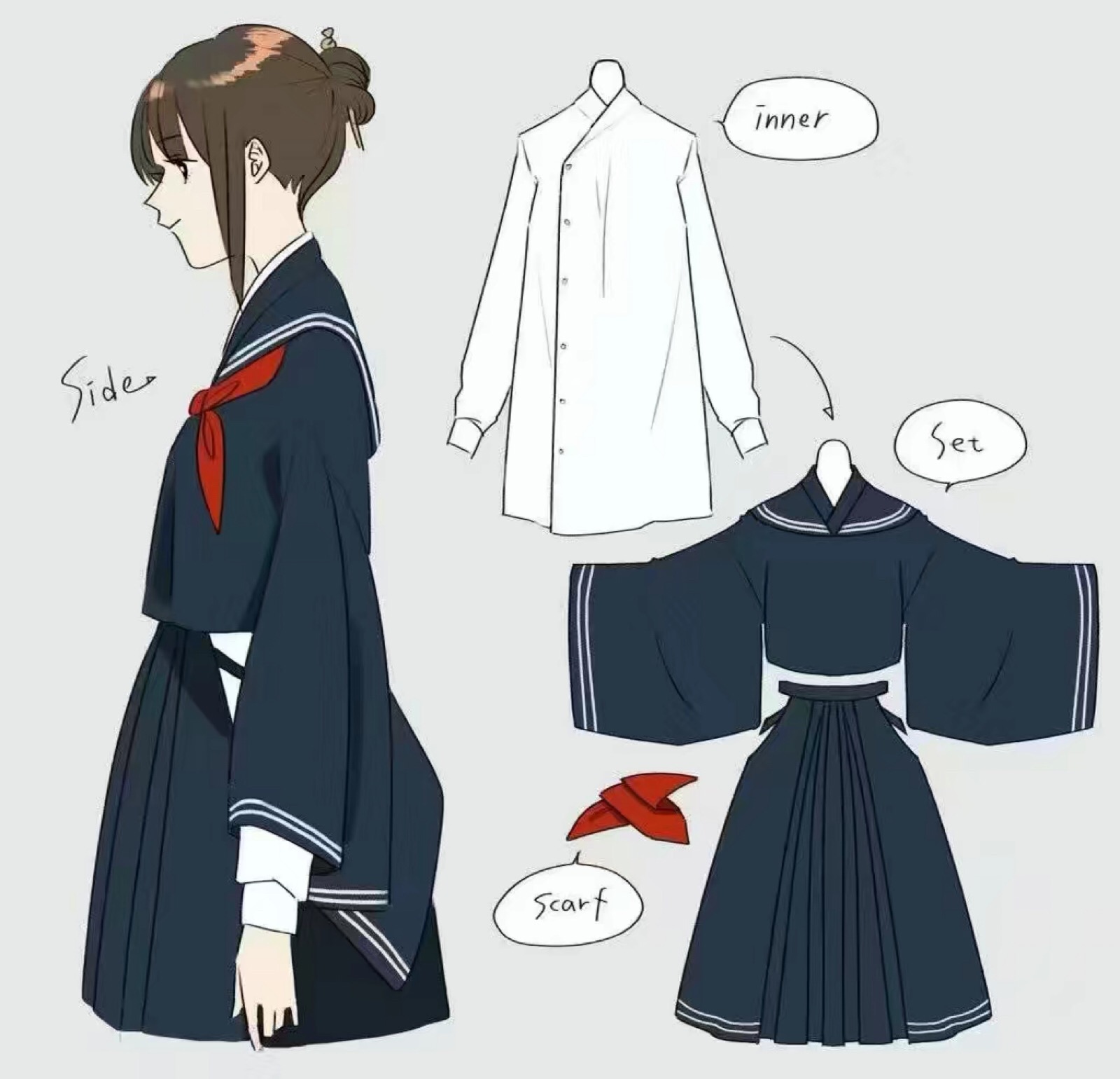 日本画师设计的和服风格的水手服