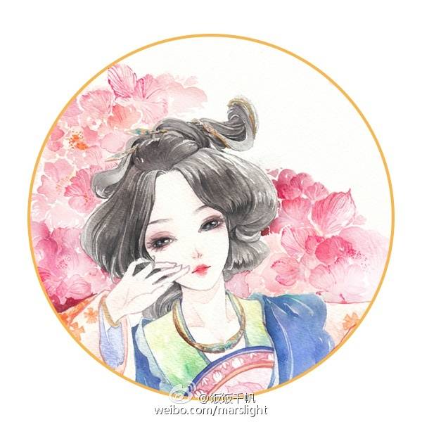 古风 古韵 中国风 手帐素材 插画 手绘 彩绘 头像