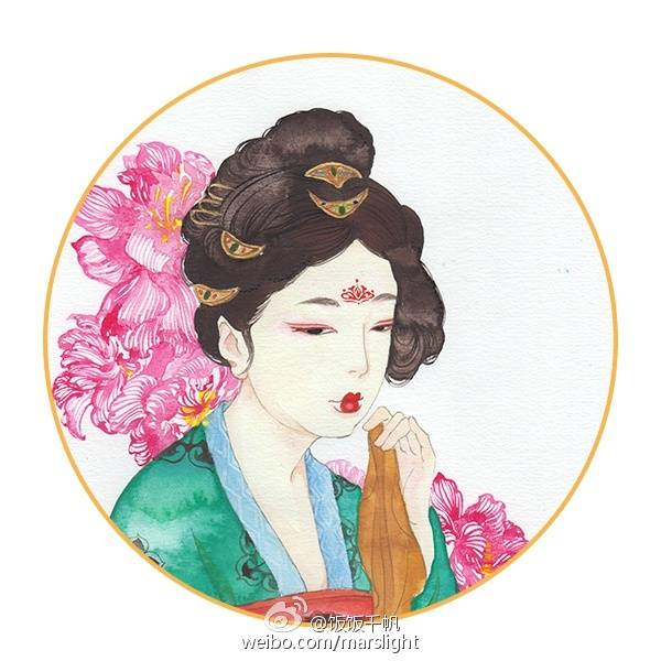 古风 古韵 中国风 手帐素材 插画 手绘 彩绘 头像