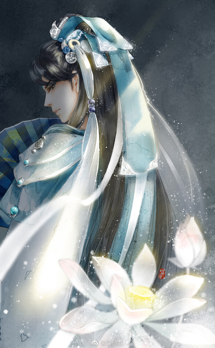 古装手绘美男插画师四时雪