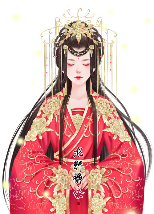 手绘古装美女 插画师:龙轩静