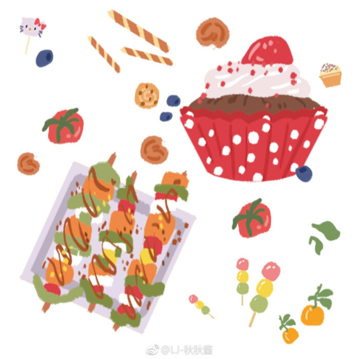 q萌 美食 手帐素材 插画 手绘 彩绘 头像 壁纸