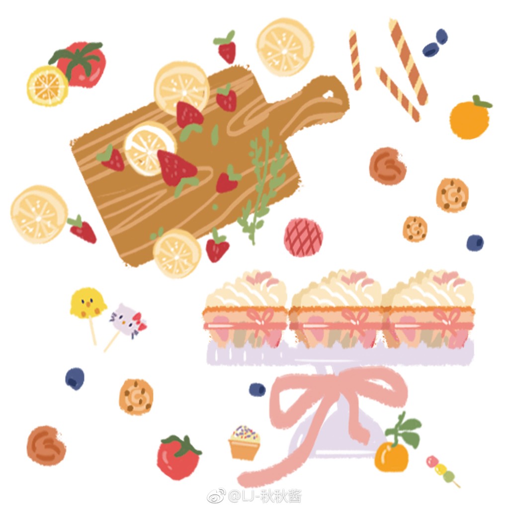 q萌 美食 手帐素材 插画 手绘 彩绘 头像 壁纸