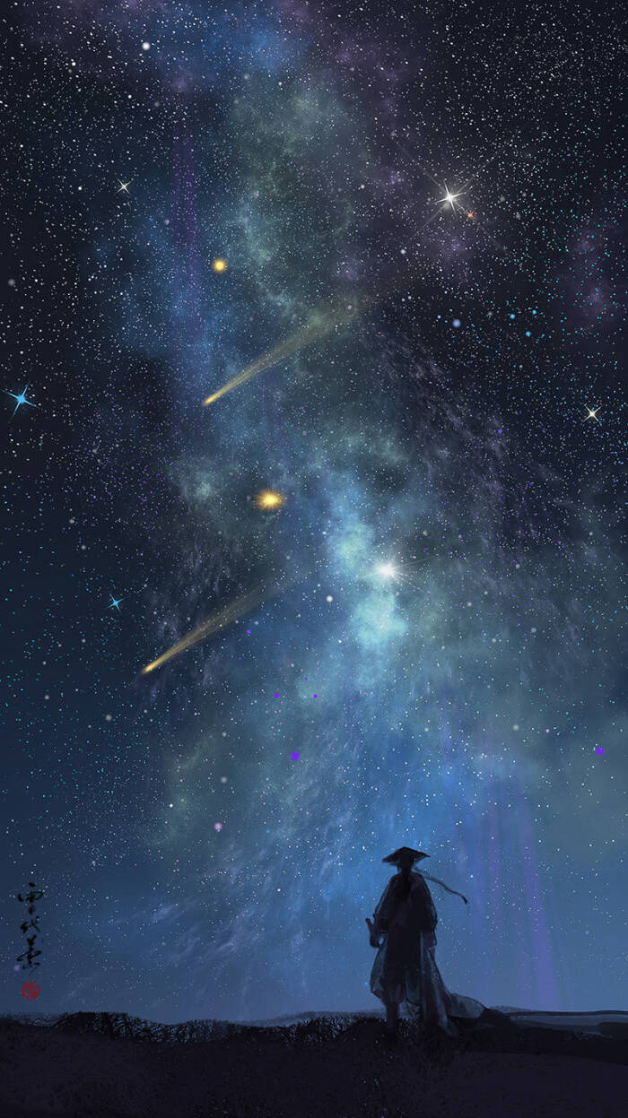 古风 古韵 中国风 星空 手帐素材 插画 手绘 彩绘 头像 壁纸