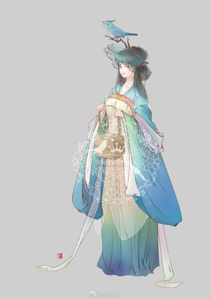 古风 古韵 中国风 手帐素材 插画 手绘 彩绘 头像 壁纸